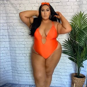 Shein plus orange swimsuit - worn once!